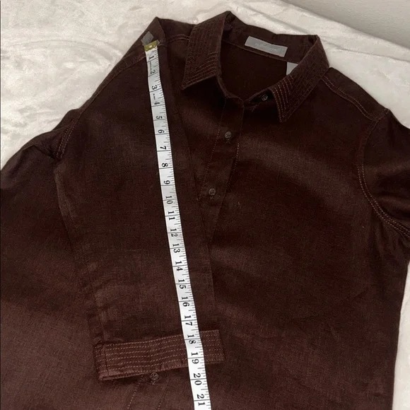Liz Claiborne Dark Brown Women's Blouse 100% linen - Picture 10 of 11